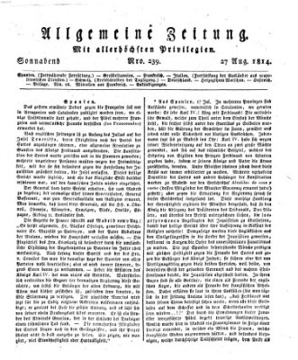 Allgemeine Zeitung Samstag 27. August 1814