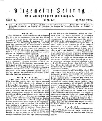 Allgemeine Zeitung Montag 29. August 1814