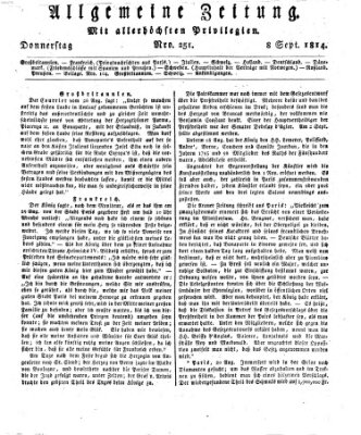 Allgemeine Zeitung Donnerstag 8. September 1814