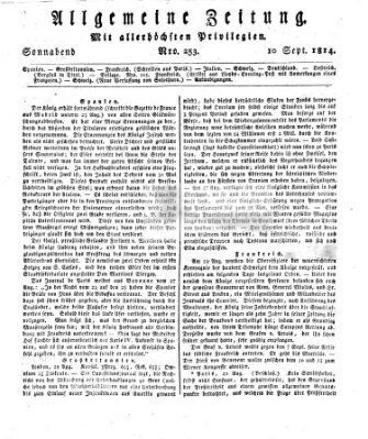 Allgemeine Zeitung Samstag 10. September 1814