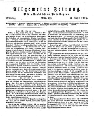 Allgemeine Zeitung Montag 12. September 1814