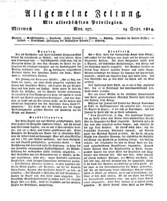 Allgemeine Zeitung Mittwoch 14. September 1814