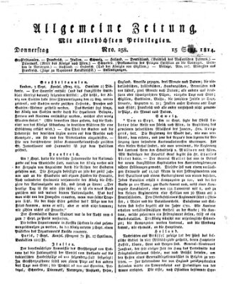 Allgemeine Zeitung Donnerstag 15. September 1814