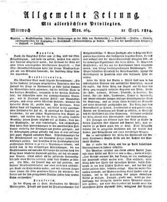 Allgemeine Zeitung Mittwoch 21. September 1814