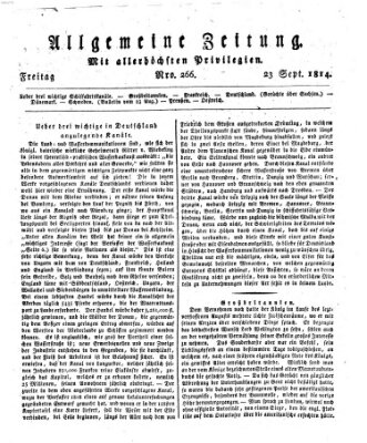 Allgemeine Zeitung Freitag 23. September 1814