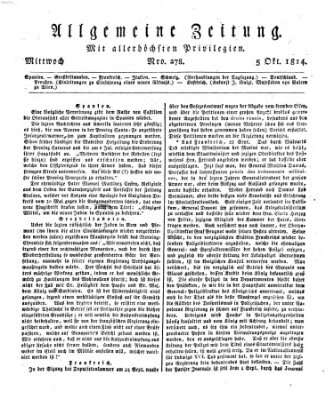 Allgemeine Zeitung Mittwoch 5. Oktober 1814