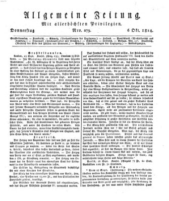 Allgemeine Zeitung Donnerstag 6. Oktober 1814