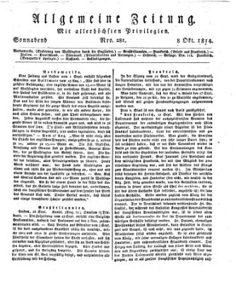 Allgemeine Zeitung Samstag 8. Oktober 1814