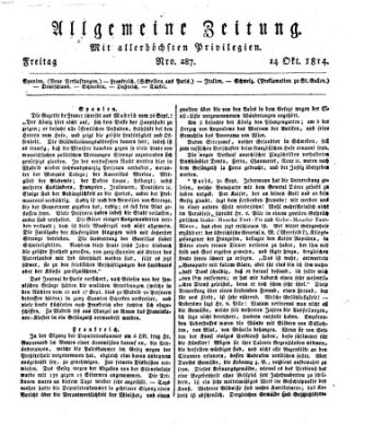 Allgemeine Zeitung Freitag 14. Oktober 1814