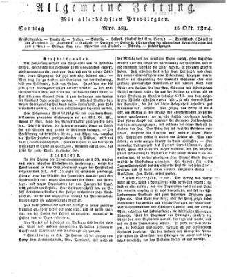 Allgemeine Zeitung Sonntag 16. Oktober 1814