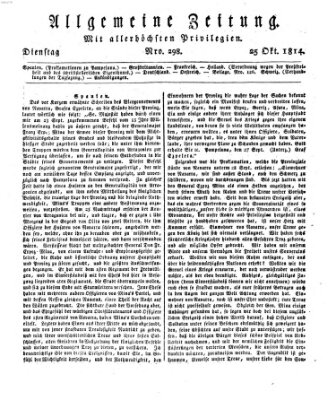 Allgemeine Zeitung Dienstag 25. Oktober 1814