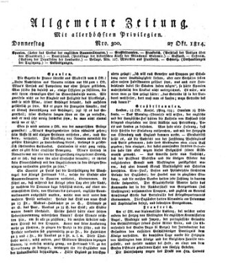 Allgemeine Zeitung Donnerstag 27. Oktober 1814