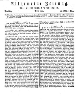 Allgemeine Zeitung Freitag 28. Oktober 1814