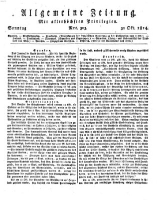 Allgemeine Zeitung Sonntag 30. Oktober 1814