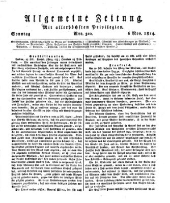 Allgemeine Zeitung Sonntag 6. November 1814