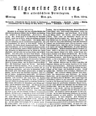 Allgemeine Zeitung Montag 7. November 1814