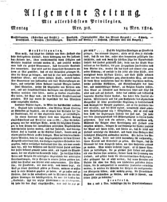 Allgemeine Zeitung Montag 14. November 1814