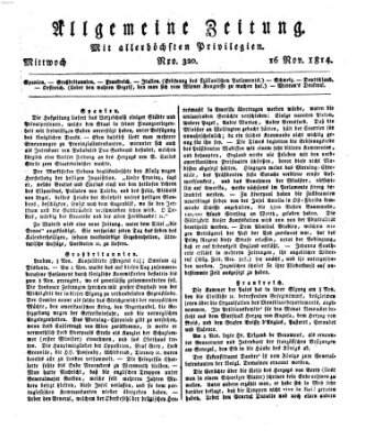 Allgemeine Zeitung Mittwoch 16. November 1814