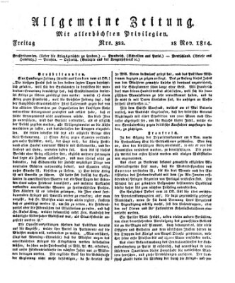 Allgemeine Zeitung Freitag 18. November 1814