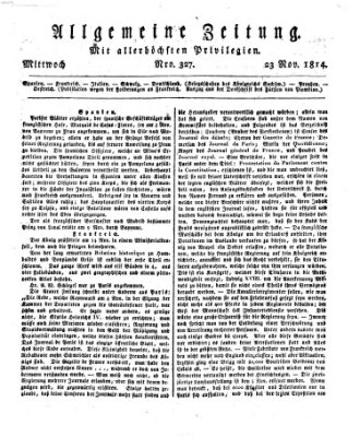 Allgemeine Zeitung Mittwoch 23. November 1814