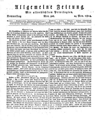 Allgemeine Zeitung Donnerstag 24. November 1814