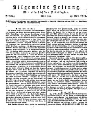 Allgemeine Zeitung Freitag 25. November 1814