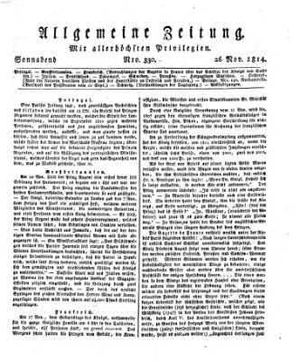 Allgemeine Zeitung Samstag 26. November 1814