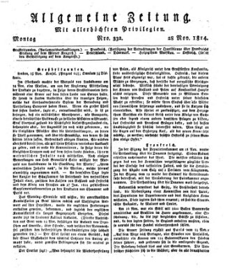 Allgemeine Zeitung Montag 28. November 1814