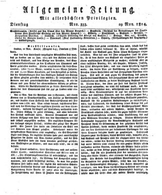 Allgemeine Zeitung Dienstag 29. November 1814