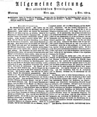 Allgemeine Zeitung Montag 5. Dezember 1814