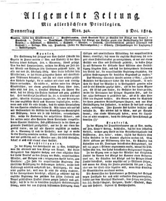 Allgemeine Zeitung Donnerstag 8. Dezember 1814