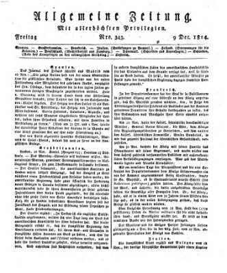 Allgemeine Zeitung Freitag 9. Dezember 1814