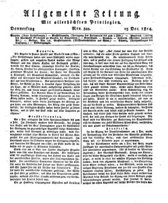 Allgemeine Zeitung Donnerstag 15. Dezember 1814