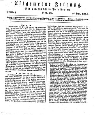 Allgemeine Zeitung Freitag 16. Dezember 1814