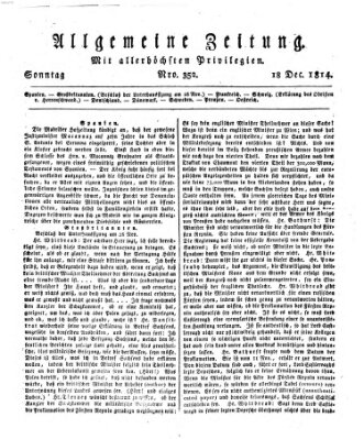 Allgemeine Zeitung Sonntag 18. Dezember 1814