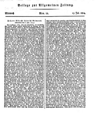 Allgemeine Zeitung Mittwoch 13. Juli 1814