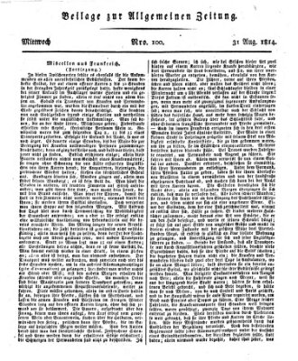 Allgemeine Zeitung Mittwoch 31. August 1814