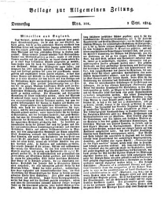 Allgemeine Zeitung Donnerstag 1. September 1814