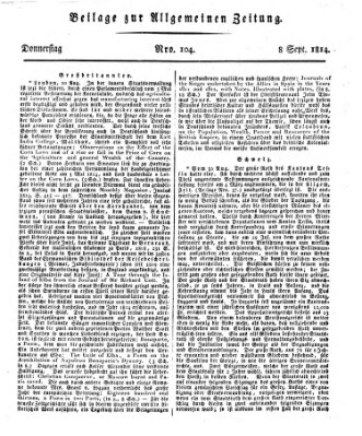 Allgemeine Zeitung Donnerstag 8. September 1814