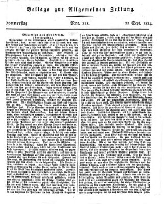 Allgemeine Zeitung Donnerstag 22. September 1814