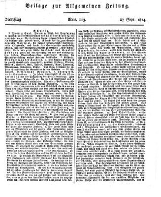 Allgemeine Zeitung Dienstag 27. September 1814