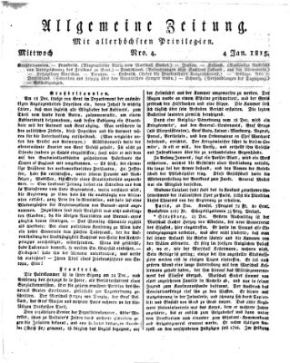 Allgemeine Zeitung Mittwoch 4. Januar 1815