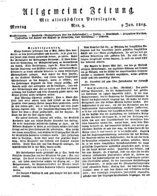 Allgemeine Zeitung Montag 9. Januar 1815