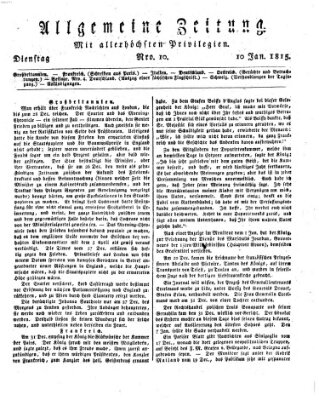 Allgemeine Zeitung Dienstag 10. Januar 1815