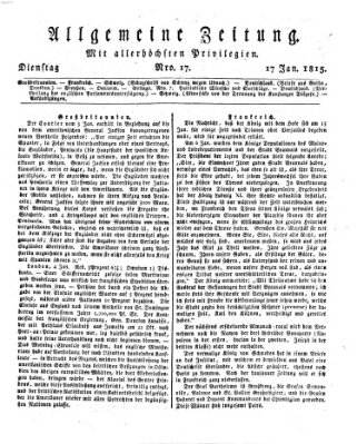 Allgemeine Zeitung Dienstag 17. Januar 1815