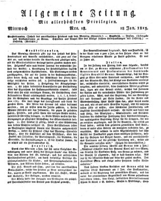 Allgemeine Zeitung Mittwoch 18. Januar 1815