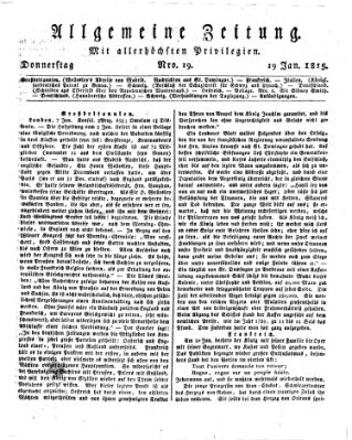 Allgemeine Zeitung Donnerstag 19. Januar 1815