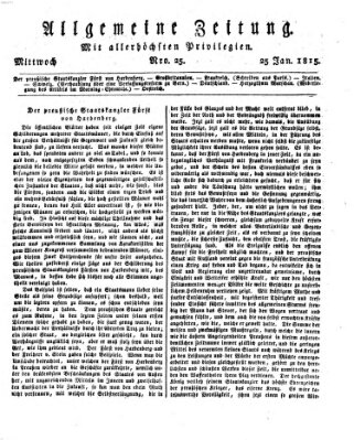 Allgemeine Zeitung Mittwoch 25. Januar 1815