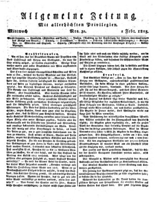 Allgemeine Zeitung Mittwoch 1. Februar 1815