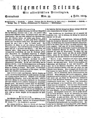 Allgemeine Zeitung Samstag 4. Februar 1815